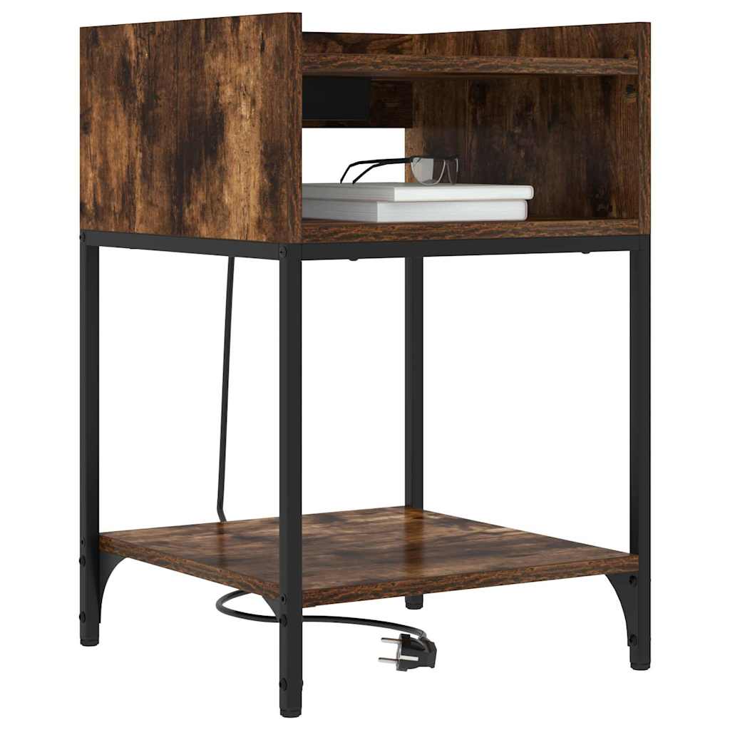 Nachtkastje 2 pcs Gerookt eiken 40 x 40 x 61 cm Bewerkt hout is nu te koop bij PeponiXL, paradijselijk wonen!