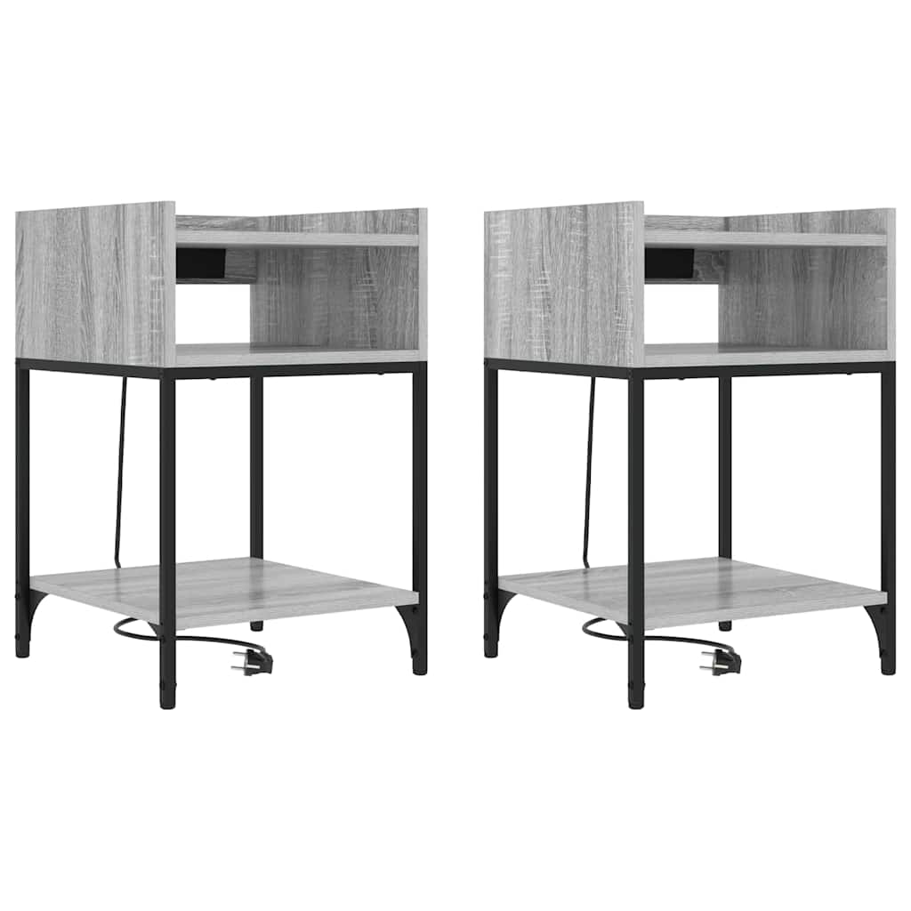 Nachtkastje 2 pcs Grijs Sonoma 40 x 40 x 61 cm Bewerkt hout is nu te koop bij PeponiXL, paradijselijk wonen!