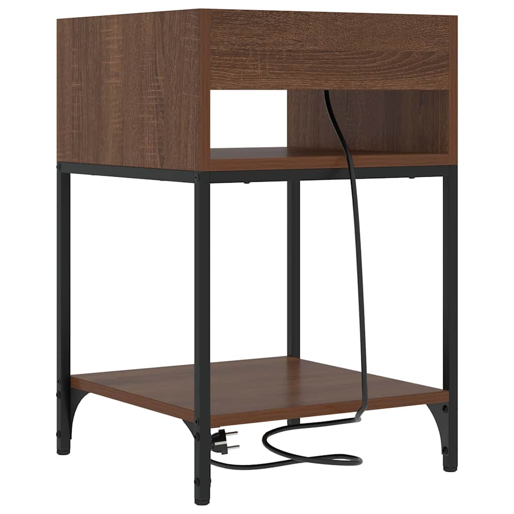 Nachtkastje met plank Bruin Eiken 40 x 40 x 61 cm Bewerkt hout is nu te koop bij PeponiXL, paradijselijk wonen!