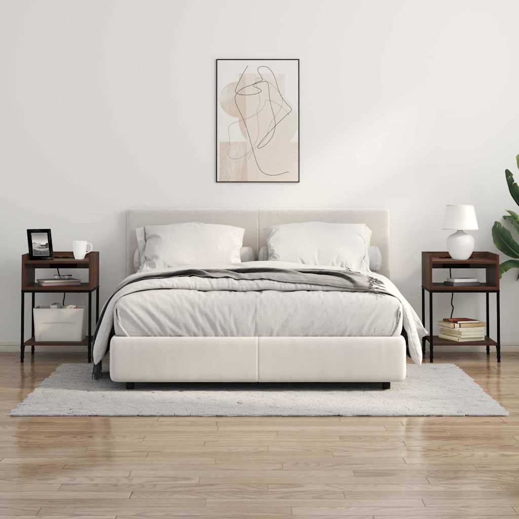 Nachtkastje 2 pcs Bruin Eiken 40 x 40 x 61 cm Bewerkt hout is nu te koop bij PeponiXL, paradijselijk wonen!
