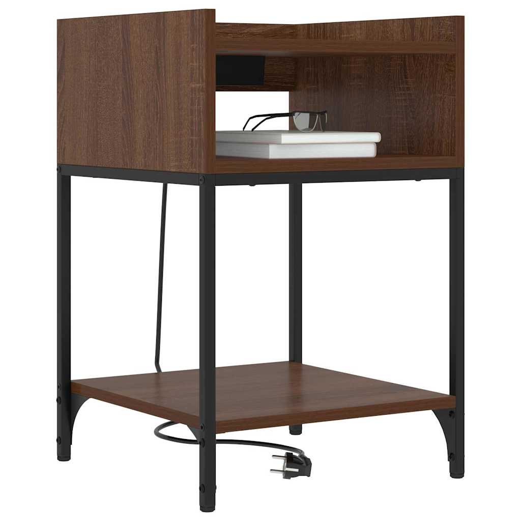 Nachtkastje 2 pcs Bruin Eiken 40 x 40 x 61 cm Bewerkt hout is nu te koop bij PeponiXL, paradijselijk wonen!
