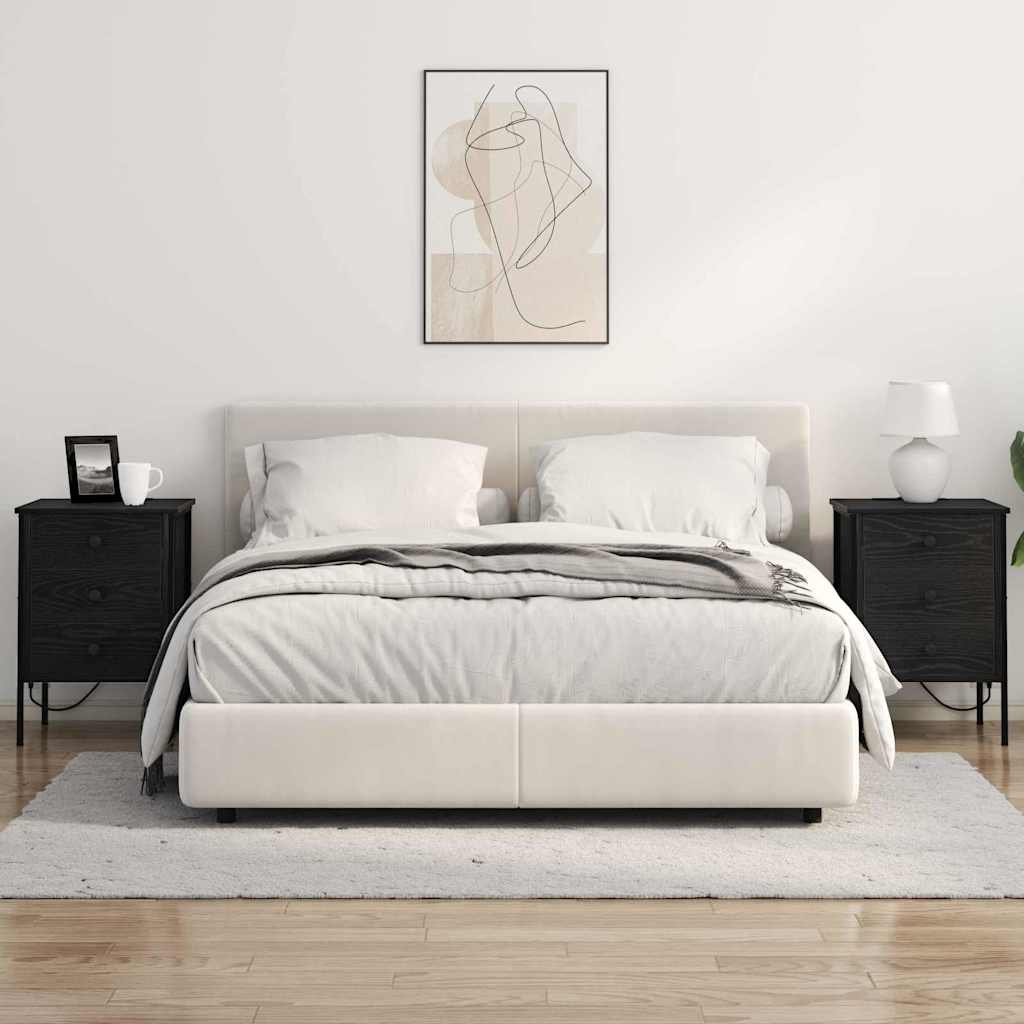 Nachtkastje 2 pcs Zwart Eiken 42 x 41 x 61 cm Bewerkt hout is nu te koop bij PeponiXL, paradijselijk wonen!