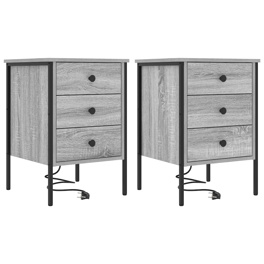Nachtkastje 2 pcs Grijs Sonoma 42 x 41 x 61 cm Bewerkt hout is nu te koop bij PeponiXL, paradijselijk wonen!