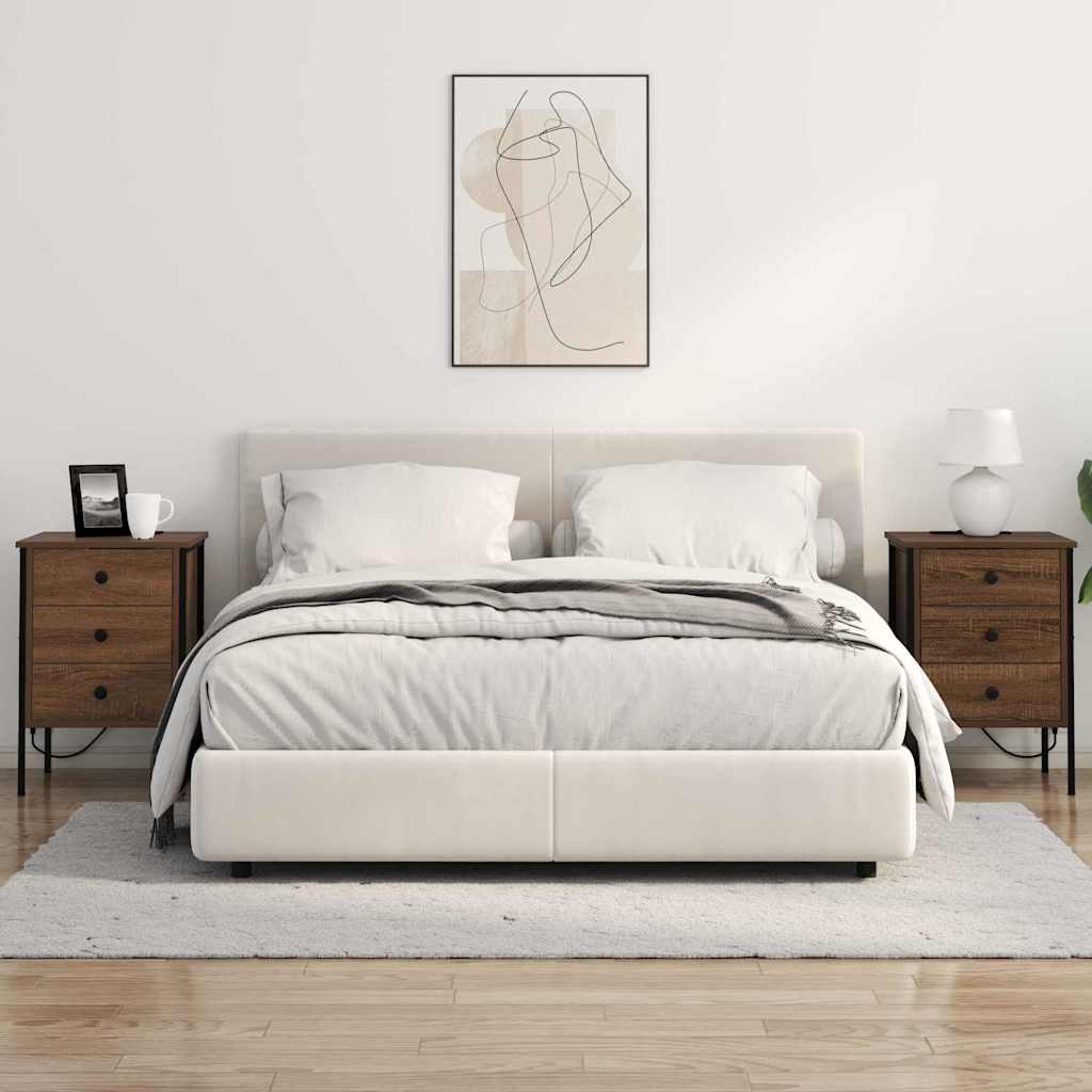 Nachtkastje met lade Bruin Eiken 42 x 41 x 61 cm Bewerkt hout is nu te koop bij PeponiXL, paradijselijk wonen!