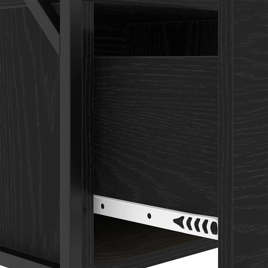 Nachtkastje met lade Zwart Eiken 40 x 31 x 60 cm Bewerkt hout is nu te koop bij PeponiXL, paradijselijk wonen!