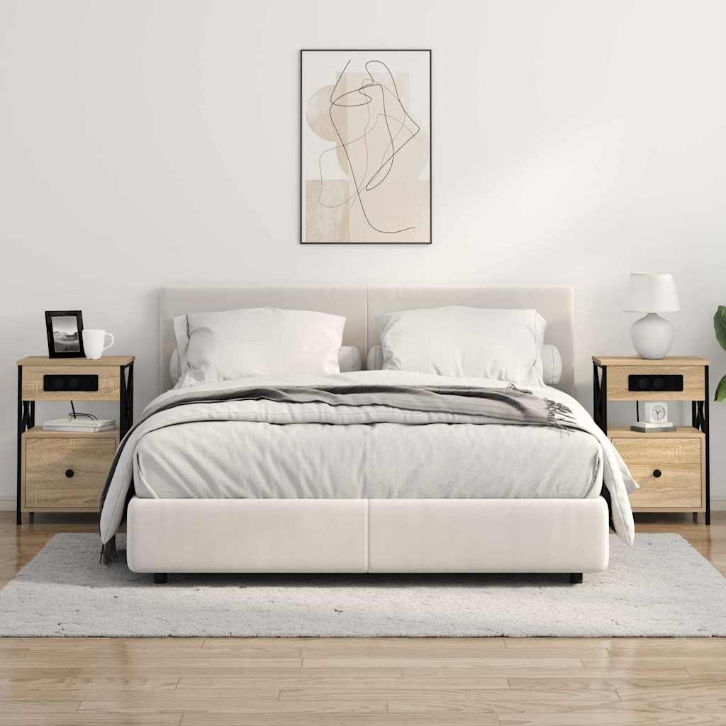 Nachtkastje 2 pcs Sonoma Eiken 40 x 31 x 60 cm Bewerkt hout is nu te koop bij PeponiXL, paradijselijk wonen!