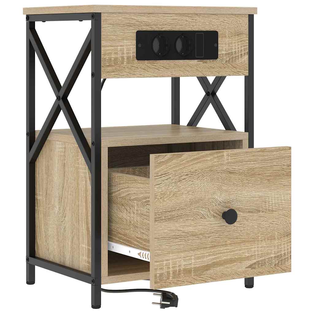 Nachtkastje 2 pcs Sonoma Eiken 40 x 31 x 60 cm Bewerkt hout is nu te koop bij PeponiXL, paradijselijk wonen!