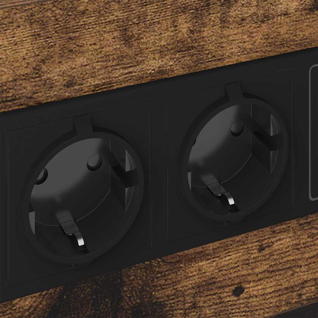 Nachtkastje met lade Gerookt eiken 40 x 31 x 60 cm Bewerkt hout is nu te koop bij PeponiXL, paradijselijk wonen!