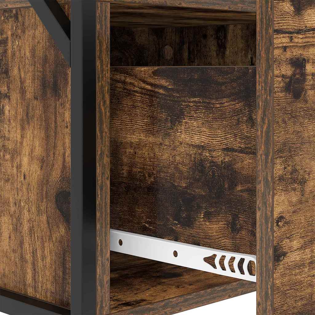 Nachtkastje met lade Gerookt eiken 40 x 31 x 60 cm Bewerkt hout is nu te koop bij PeponiXL, paradijselijk wonen!