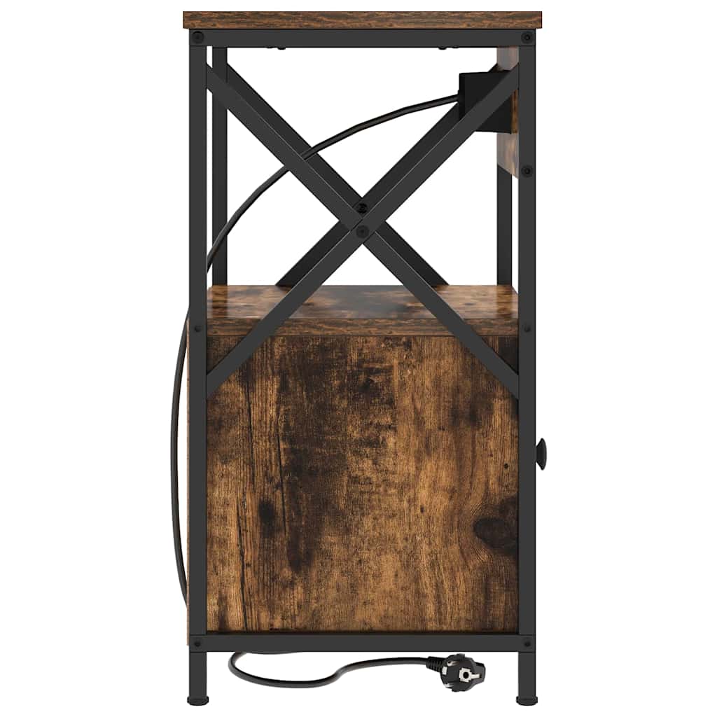 Nachtkastje met lade Gerookt eiken 40 x 31 x 60 cm Bewerkt hout is nu te koop bij PeponiXL, paradijselijk wonen!