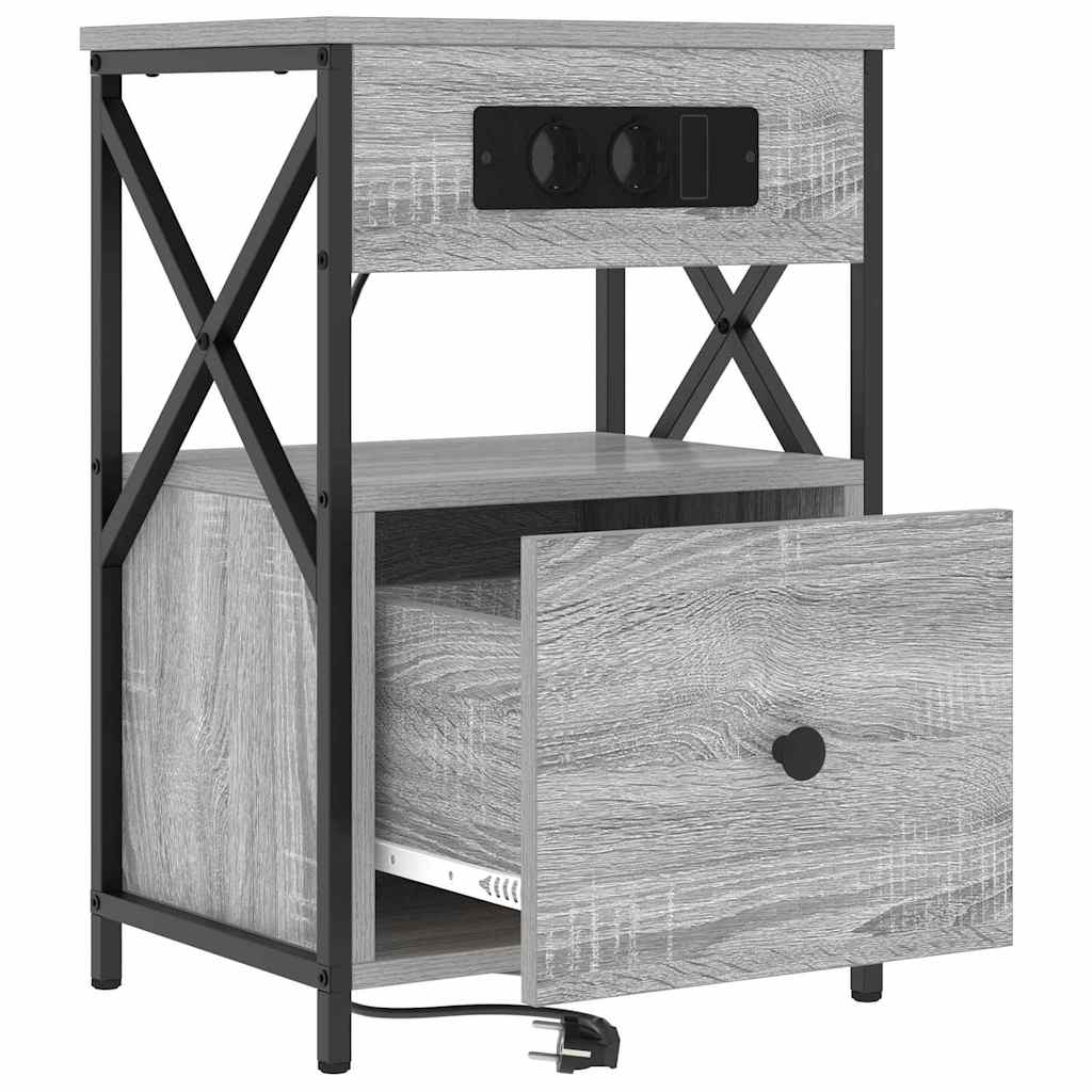 Nachtkastje met lade Grijs Sonoma 40 x 31 x 60 cm Bewerkt hout is nu te koop bij PeponiXL, paradijselijk wonen!