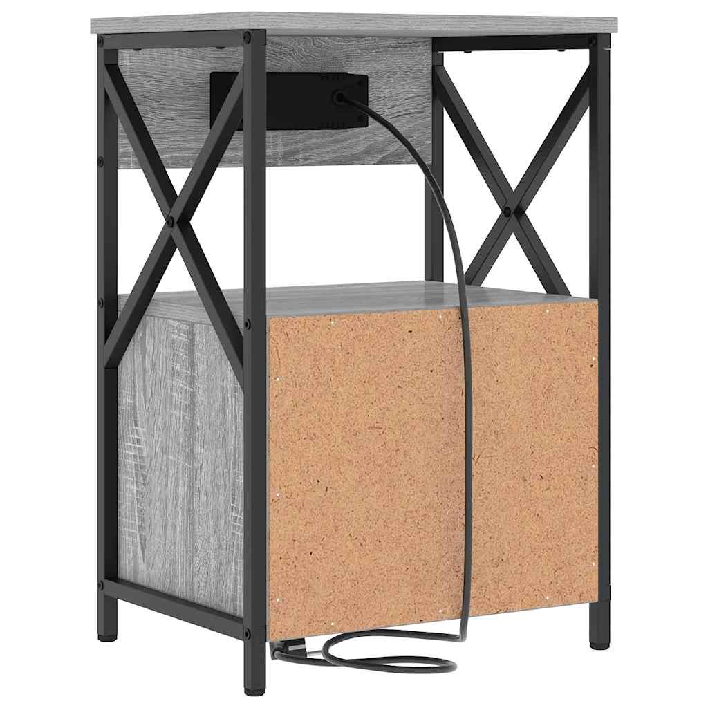 Nachtkastje met lade Grijs Sonoma 40 x 31 x 60 cm Bewerkt hout is nu te koop bij PeponiXL, paradijselijk wonen!