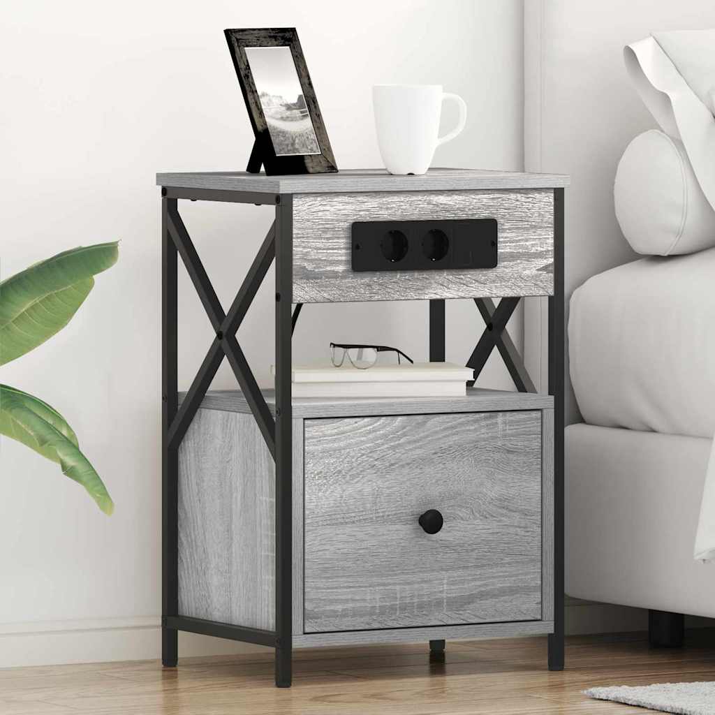 Nachtkastje 2 pcs Grijs Sonoma 40 x 31 x 60 cm Bewerkt hout is nu te koop bij PeponiXL, paradijselijk wonen!