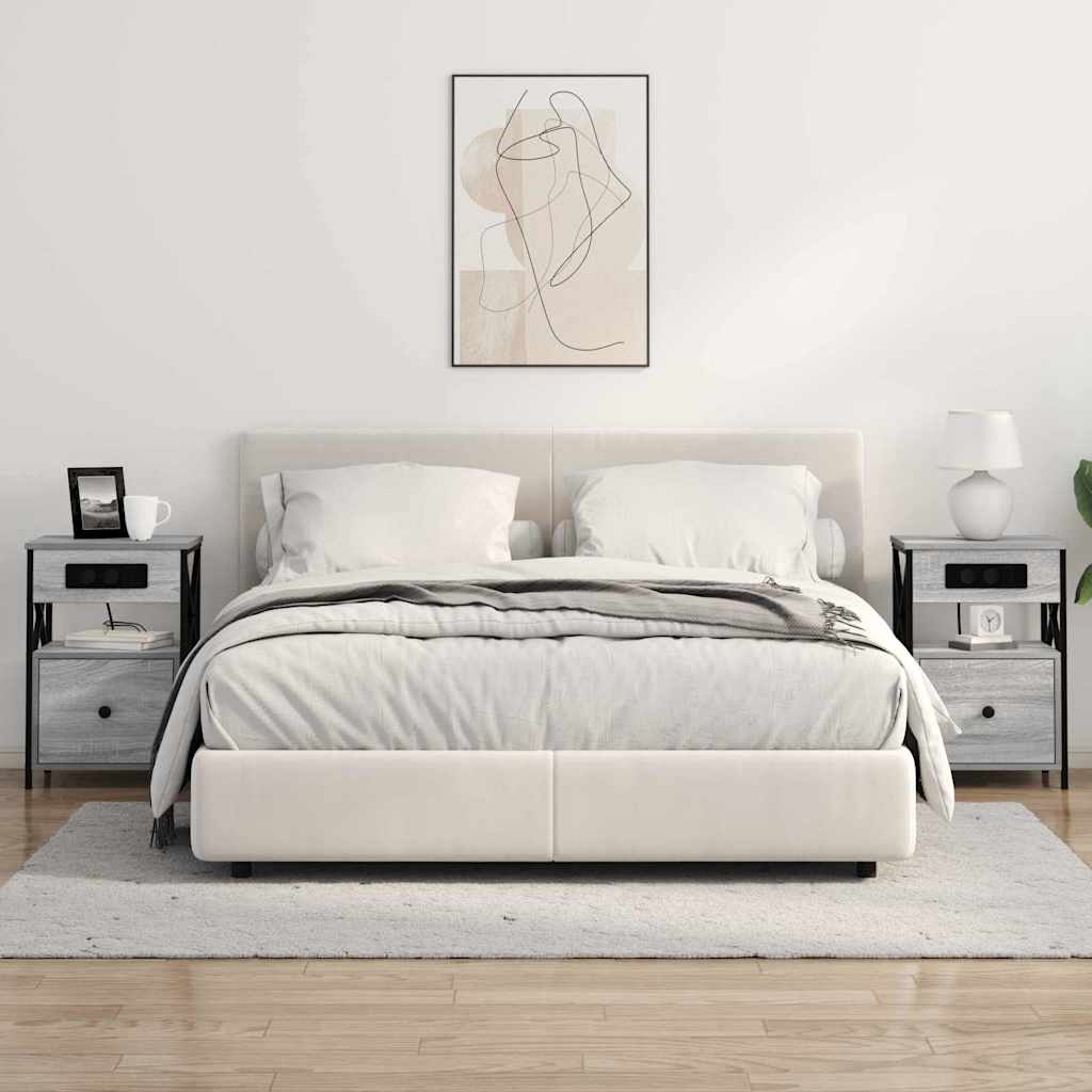 Nachtkastje 2 pcs Grijs Sonoma 40 x 31 x 60 cm Bewerkt hout is nu te koop bij PeponiXL, paradijselijk wonen!