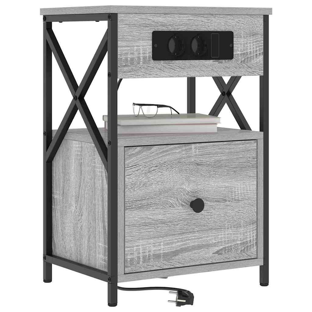 Nachtkastje 2 pcs Grijs Sonoma 40 x 31 x 60 cm Bewerkt hout is nu te koop bij PeponiXL, paradijselijk wonen!