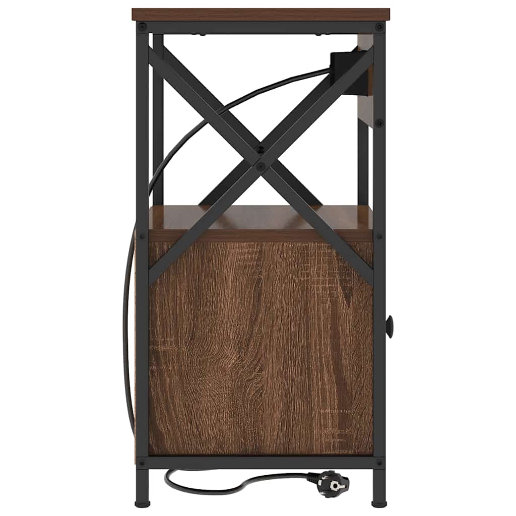 Nachtkastje met lade Bruin Eiken 40 x 31 x 60 cm Bewerkt hout is nu te koop bij PeponiXL, paradijselijk wonen!