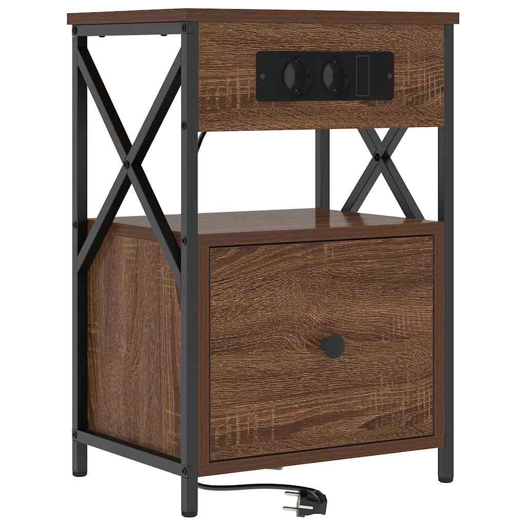 Nachtkastje 2 pcs Bruin Eiken 40 x 31 x 60 cm Bewerkt hout is nu te koop bij PeponiXL, paradijselijk wonen!