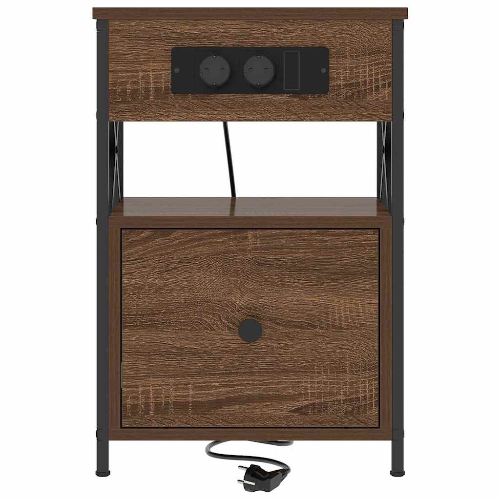 Nachtkastje 2 pcs Bruin Eiken 40 x 31 x 60 cm Bewerkt hout is nu te koop bij PeponiXL, paradijselijk wonen!
