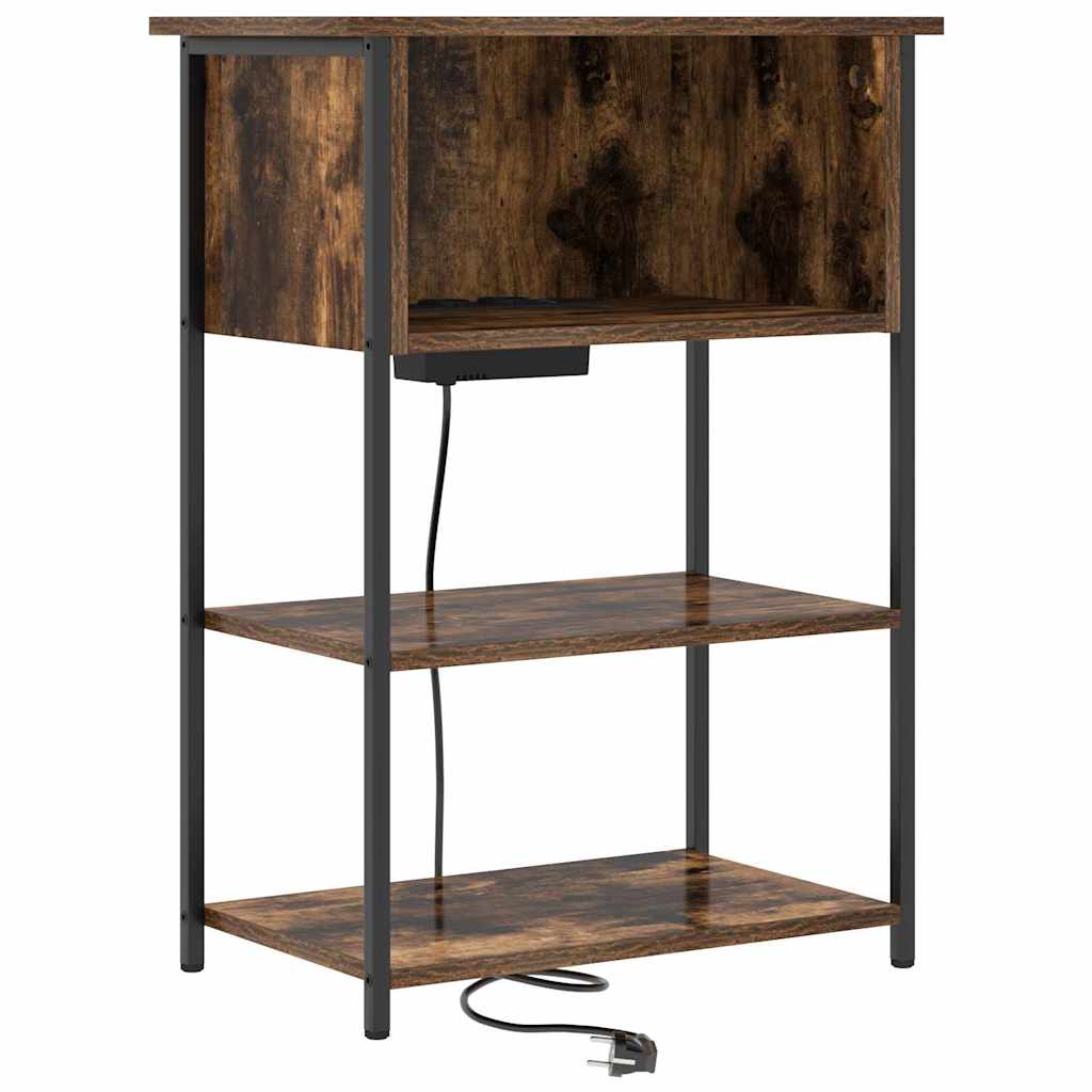 Nachtkastje Gerookt eiken 55 x 31 x 76 cm Bewerkt hout is nu te koop bij PeponiXL, paradijselijk wonen!