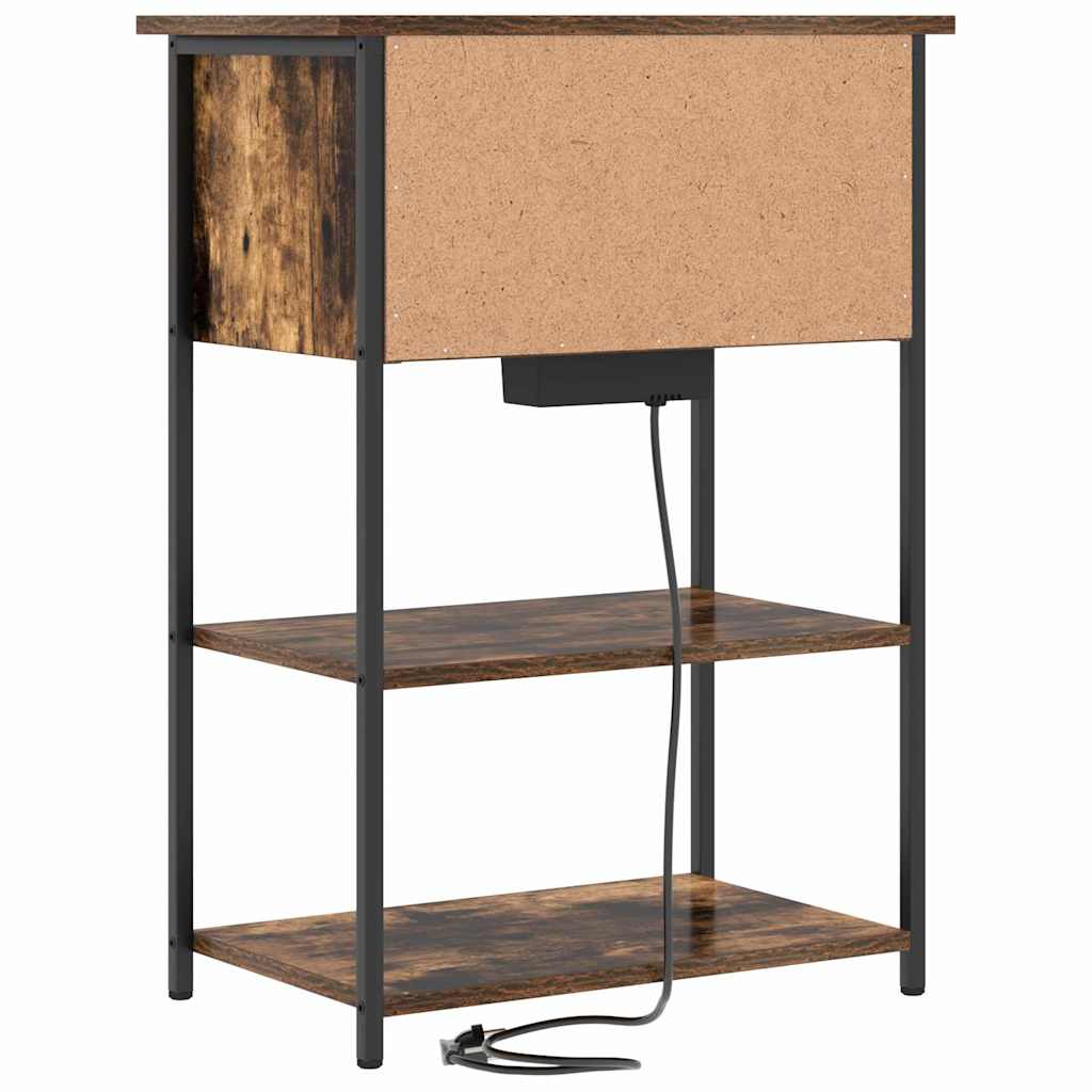 Nachtkastje Gerookt eiken 55 x 31 x 76 cm Bewerkt hout is nu te koop bij PeponiXL, paradijselijk wonen!