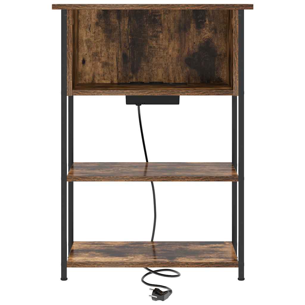 Nachtkastje Gerookt eiken 55 x 31 x 76 cm Bewerkt hout is nu te koop bij PeponiXL, paradijselijk wonen!