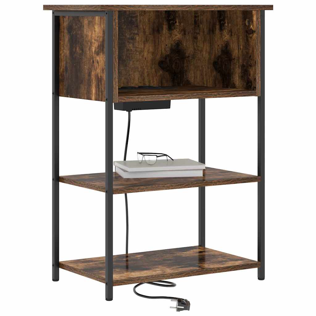 Nachtkastje Gerookt eiken 55 x 31 x 76 cm Bewerkt hout is nu te koop bij PeponiXL, paradijselijk wonen!