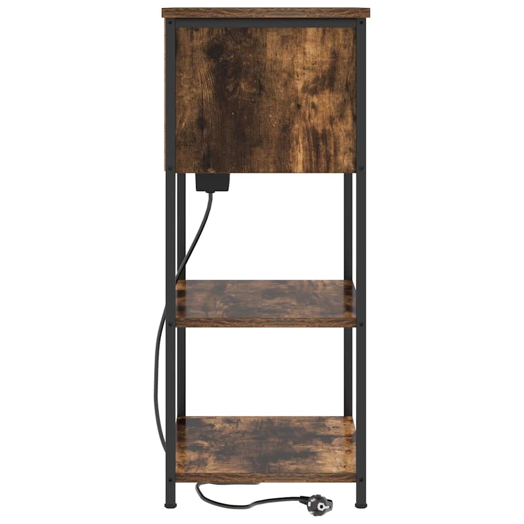 Nachtkastje Gerookt eiken 55 x 31 x 76 cm Bewerkt hout is nu te koop bij PeponiXL, paradijselijk wonen!