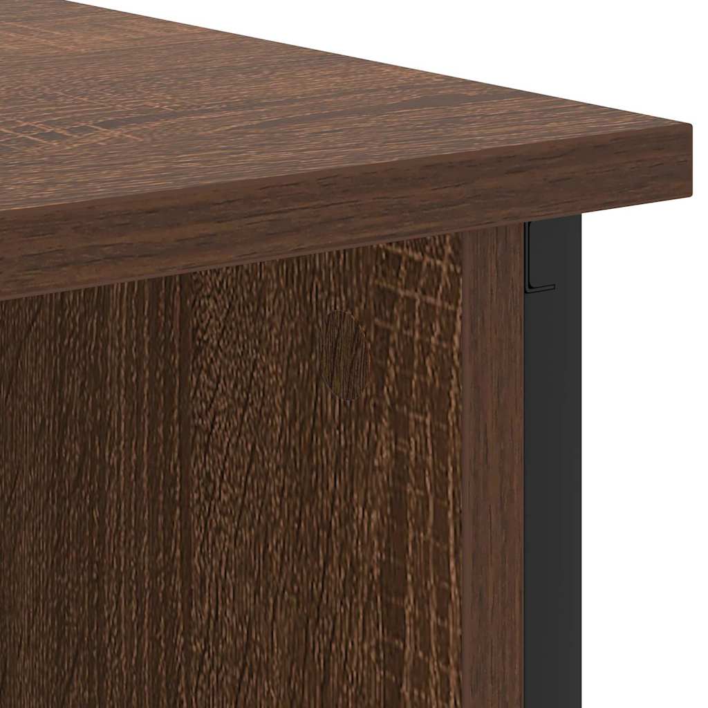 Nachtkastje Bruin Eiken 55 x 31 x 76 cm Bewerkt hout is nu te koop bij PeponiXL, paradijselijk wonen!