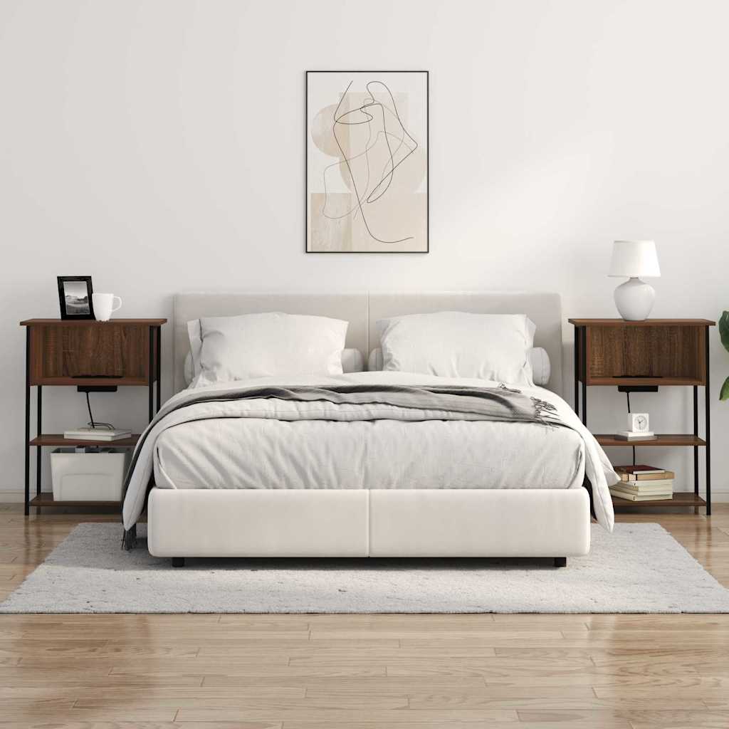 Nachtkastje Bruin Eiken 55 x 31 x 76 cm Bewerkt hout is nu te koop bij PeponiXL, paradijselijk wonen!