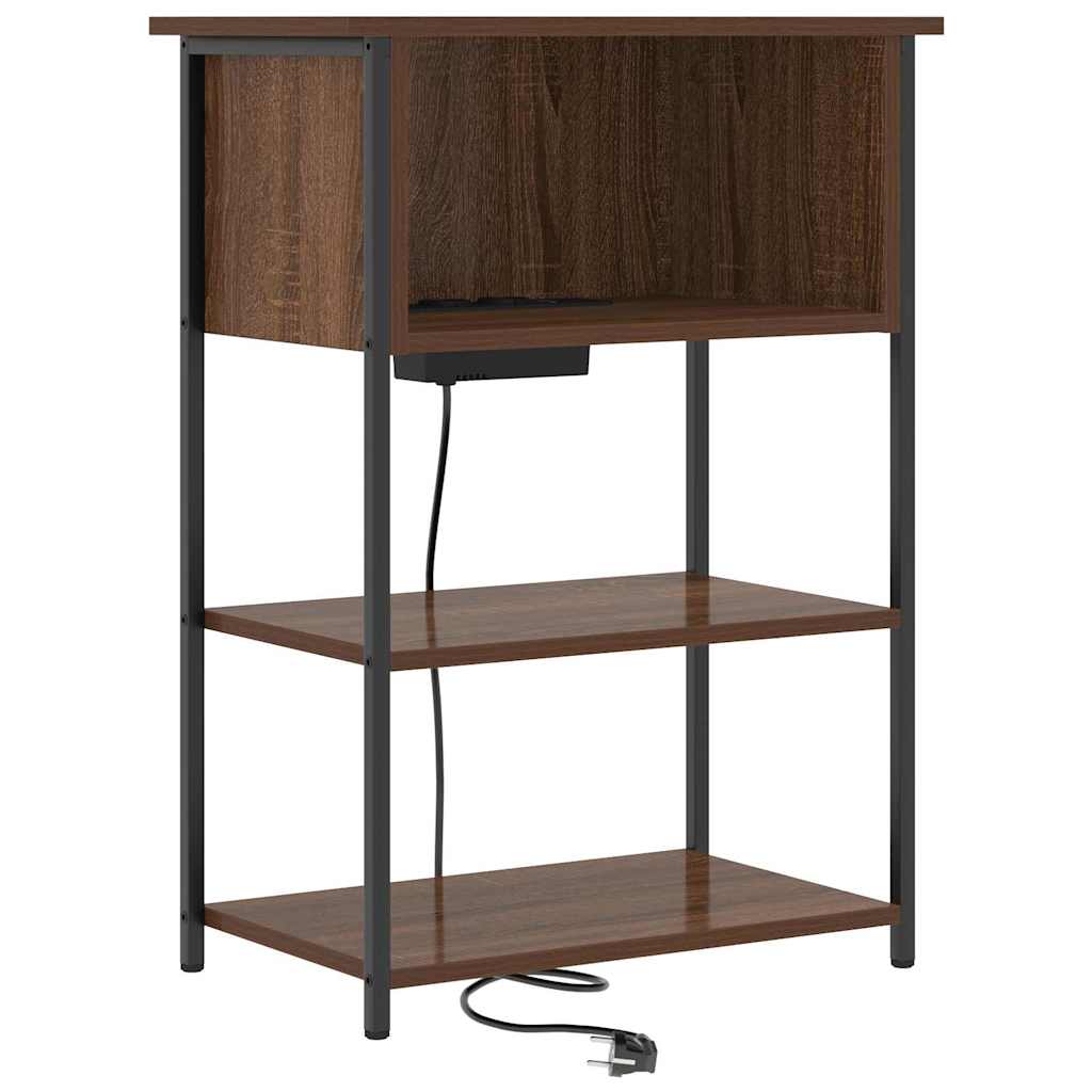 Nachtkastje Bruin Eiken 55 x 31 x 76 cm Bewerkt hout is nu te koop bij PeponiXL, paradijselijk wonen!