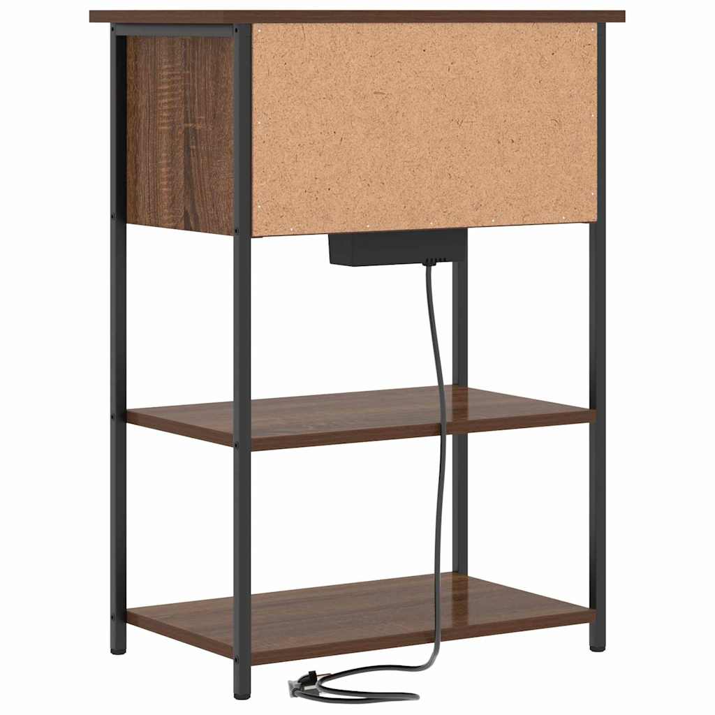 Nachtkastje Bruin Eiken 55 x 31 x 76 cm Bewerkt hout is nu te koop bij PeponiXL, paradijselijk wonen!
