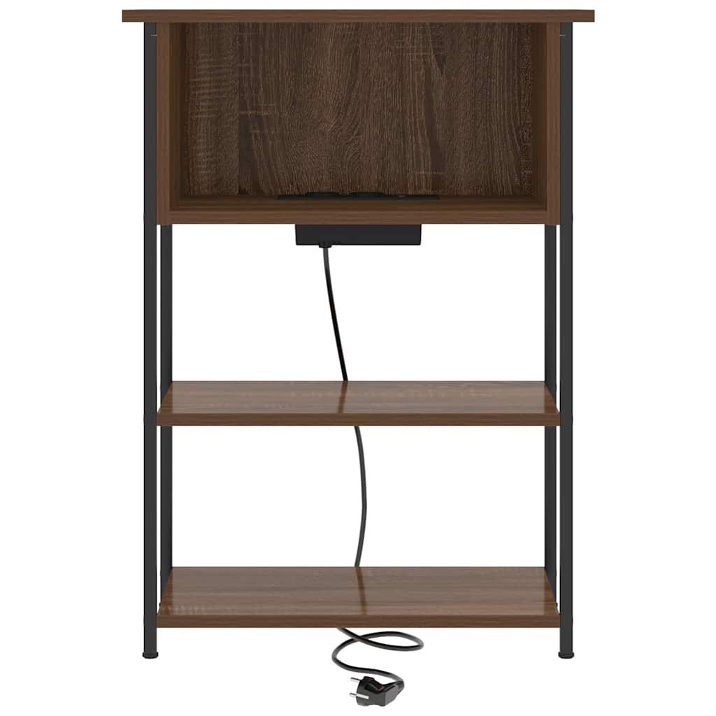 Nachtkastje Bruin Eiken 55 x 31 x 76 cm Bewerkt hout is nu te koop bij PeponiXL, paradijselijk wonen!