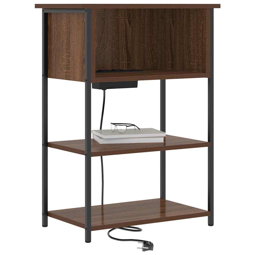 Nachtkastje Bruin Eiken 55 x 31 x 76 cm Bewerkt hout is nu te koop bij PeponiXL, paradijselijk wonen!