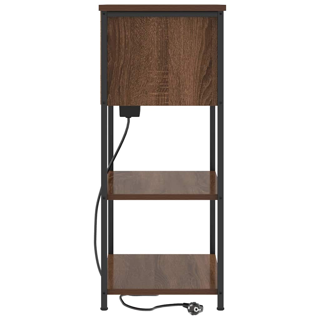 Nachtkastje Bruin Eiken 55 x 31 x 76 cm Bewerkt hout is nu te koop bij PeponiXL, paradijselijk wonen!