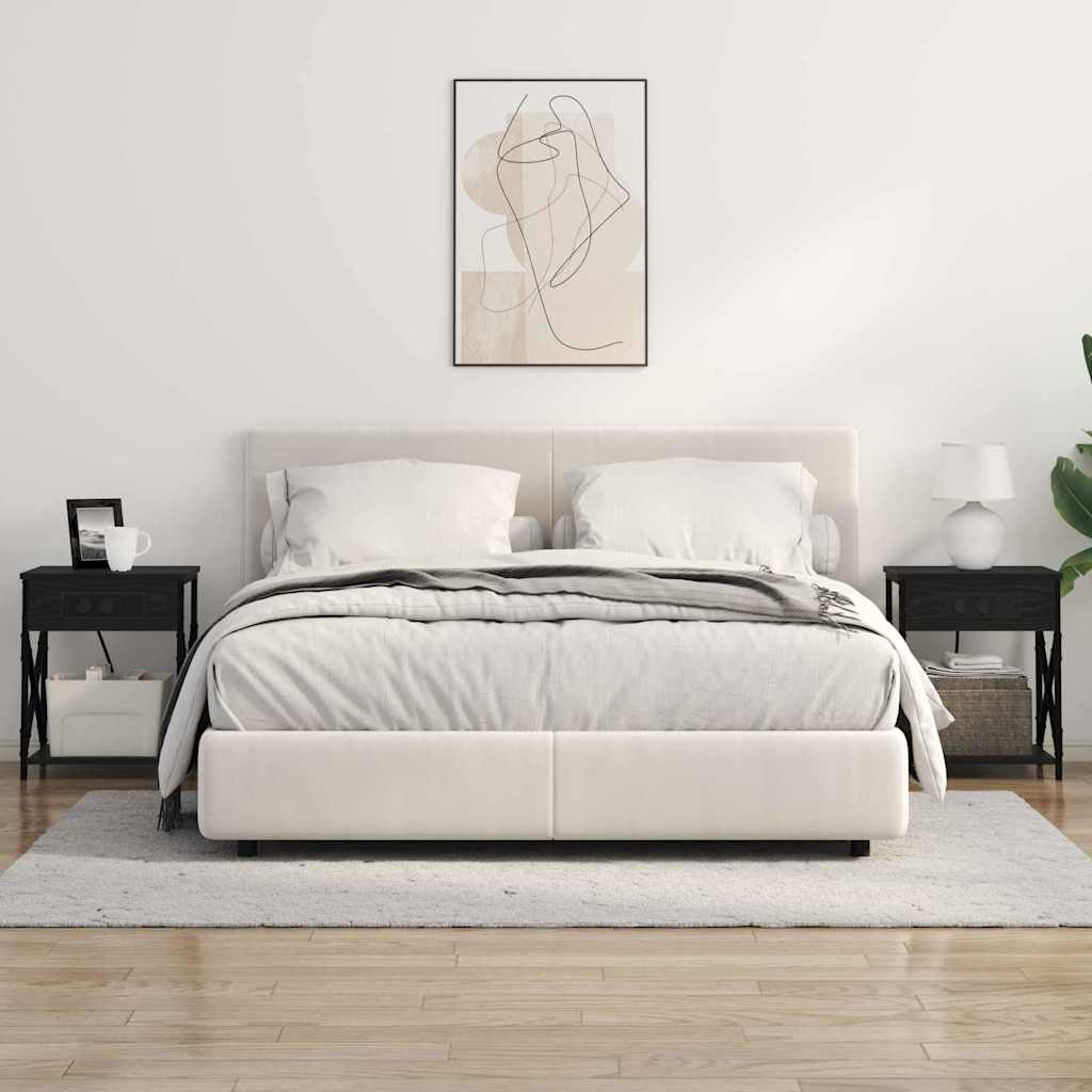 Nachtkastje 2 pcs Zwart Eiken 41 x 31 x 51 cm Bewerkt hout is nu te koop bij PeponiXL, paradijselijk wonen!