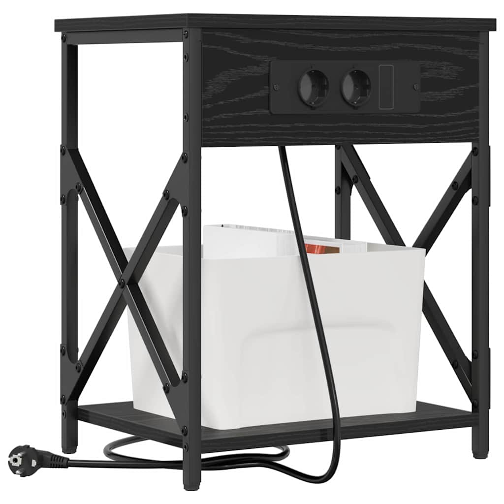 Nachtkastje 2 pcs Zwart Eiken 41 x 31 x 51 cm Bewerkt hout is nu te koop bij PeponiXL, paradijselijk wonen!