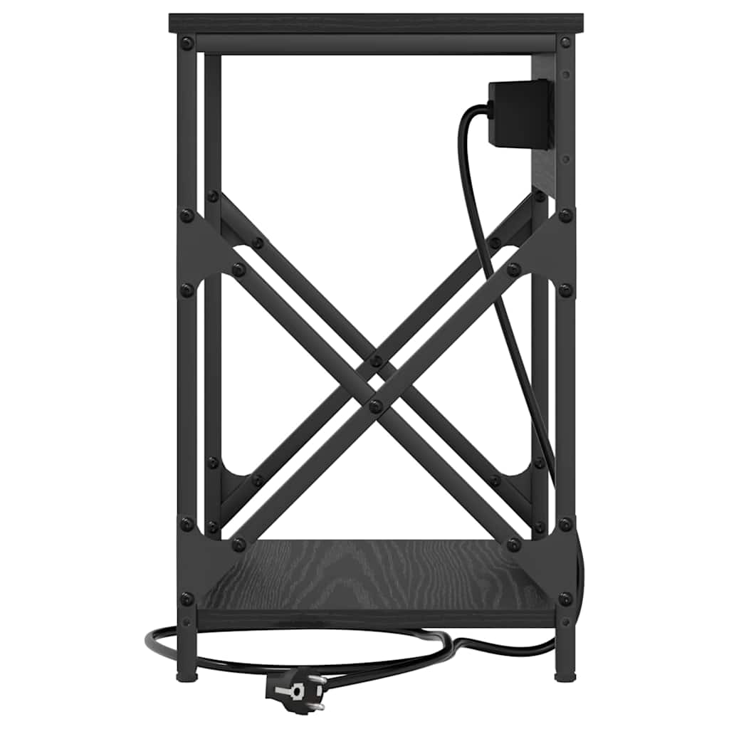 Nachtkastje 2 pcs Zwart Eiken 41 x 31 x 51 cm Bewerkt hout is nu te koop bij PeponiXL, paradijselijk wonen!