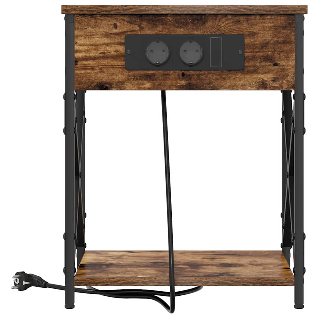 Nachtkastje Gerookt eiken 41 x 31 x 51 cm Bewerkt hout is nu te koop bij PeponiXL, paradijselijk wonen!