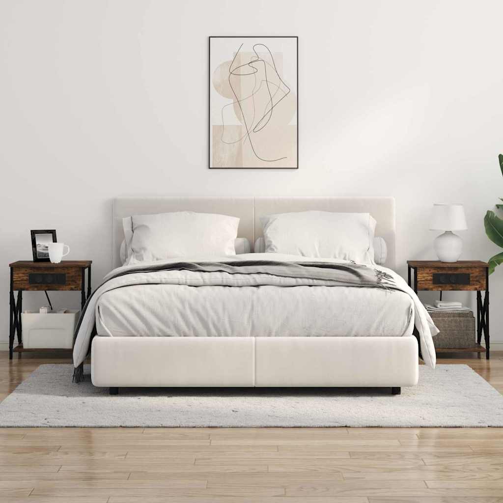 Nachtkastje 2 pcs Gerookt eiken 41 x 31 x 51 cm Bewerkt hout is nu te koop bij PeponiXL, paradijselijk wonen!