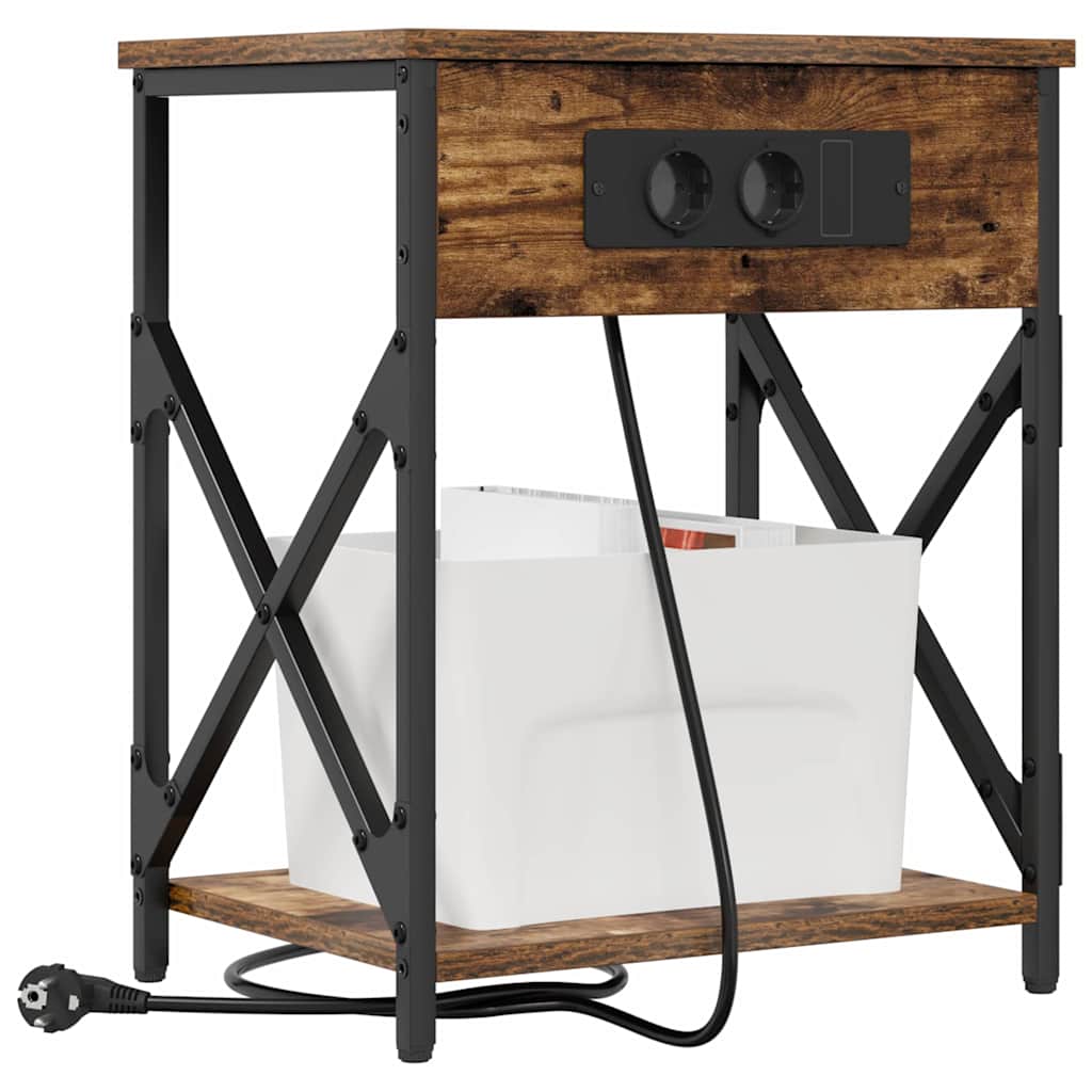 Nachtkastje 2 pcs Gerookt eiken 41 x 31 x 51 cm Bewerkt hout is nu te koop bij PeponiXL, paradijselijk wonen!