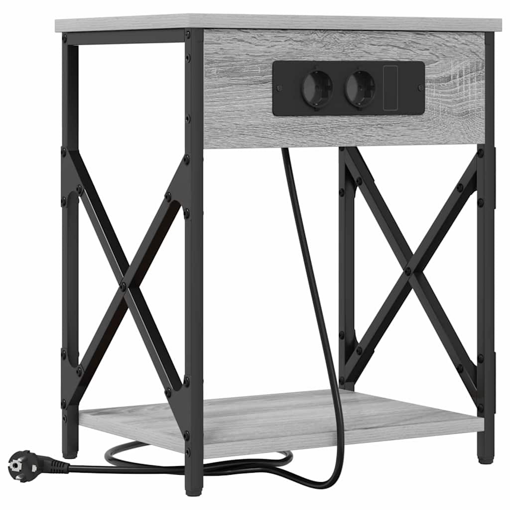 Nachtkastje Grijs Sonoma 41 x 31 x 51 cm Bewerkt hout is nu te koop bij PeponiXL, paradijselijk wonen!