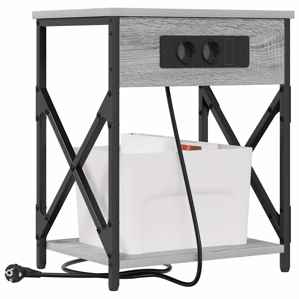 Nachtkastje Grijs Sonoma 41 x 31 x 51 cm Bewerkt hout is nu te koop bij PeponiXL, paradijselijk wonen!