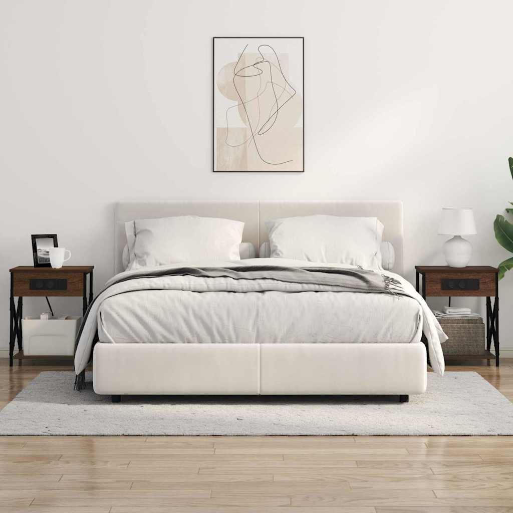 Nachtkastje Bruin Eiken 41 x 31 x 51 cm Bewerkt hout is nu te koop bij PeponiXL, paradijselijk wonen!