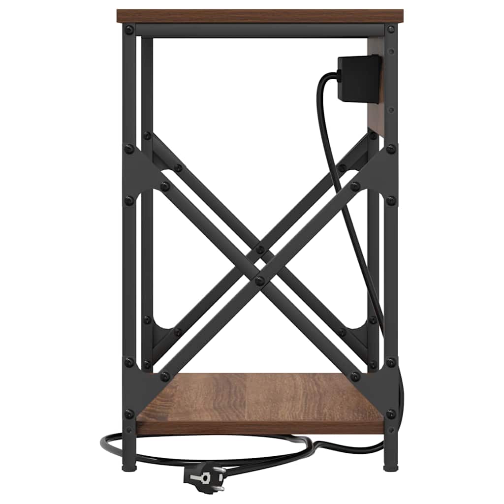 Nachtkastje Bruin Eiken 41 x 31 x 51 cm Bewerkt hout is nu te koop bij PeponiXL, paradijselijk wonen!