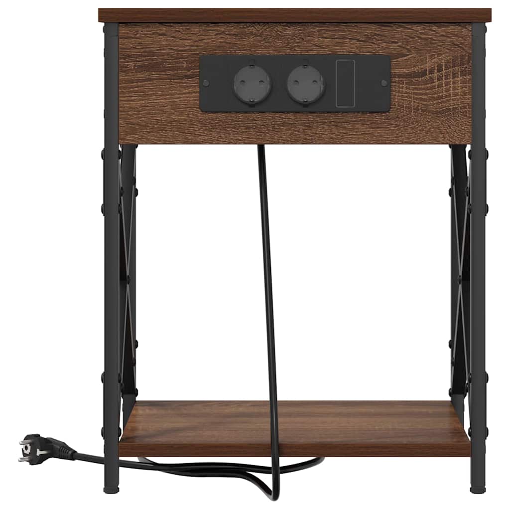 Nachtkastje 2 pcs Bruin Eiken 41 x 31 x 51 cm Bewerkt hout is nu te koop bij PeponiXL, paradijselijk wonen!