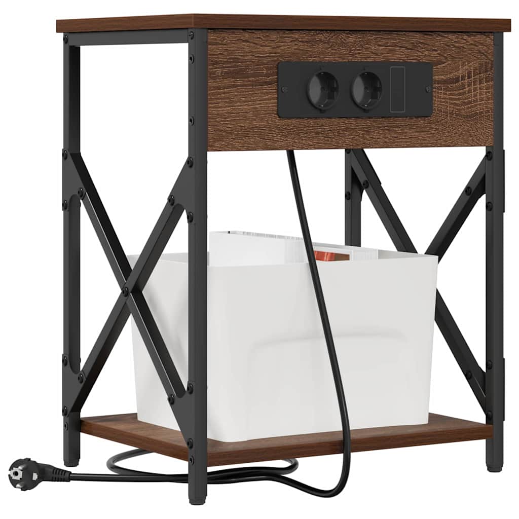 Nachtkastje 2 pcs Bruin Eiken 41 x 31 x 51 cm Bewerkt hout is nu te koop bij PeponiXL, paradijselijk wonen!