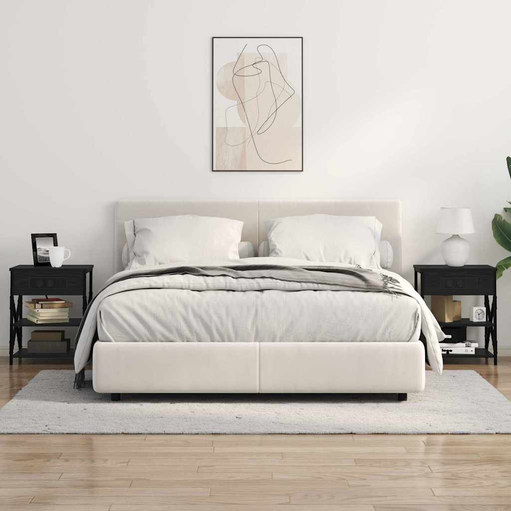 Nachtkastje 2 pcs Zwart Eiken 41 x 31 x 51 cm Bewerkt hout is nu te koop bij PeponiXL, paradijselijk wonen!