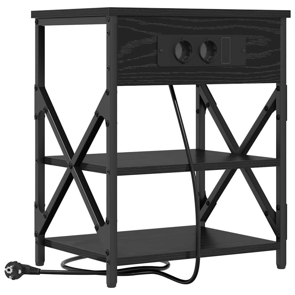 Nachtkastje 2 pcs Zwart Eiken 41 x 31 x 51 cm Bewerkt hout is nu te koop bij PeponiXL, paradijselijk wonen!