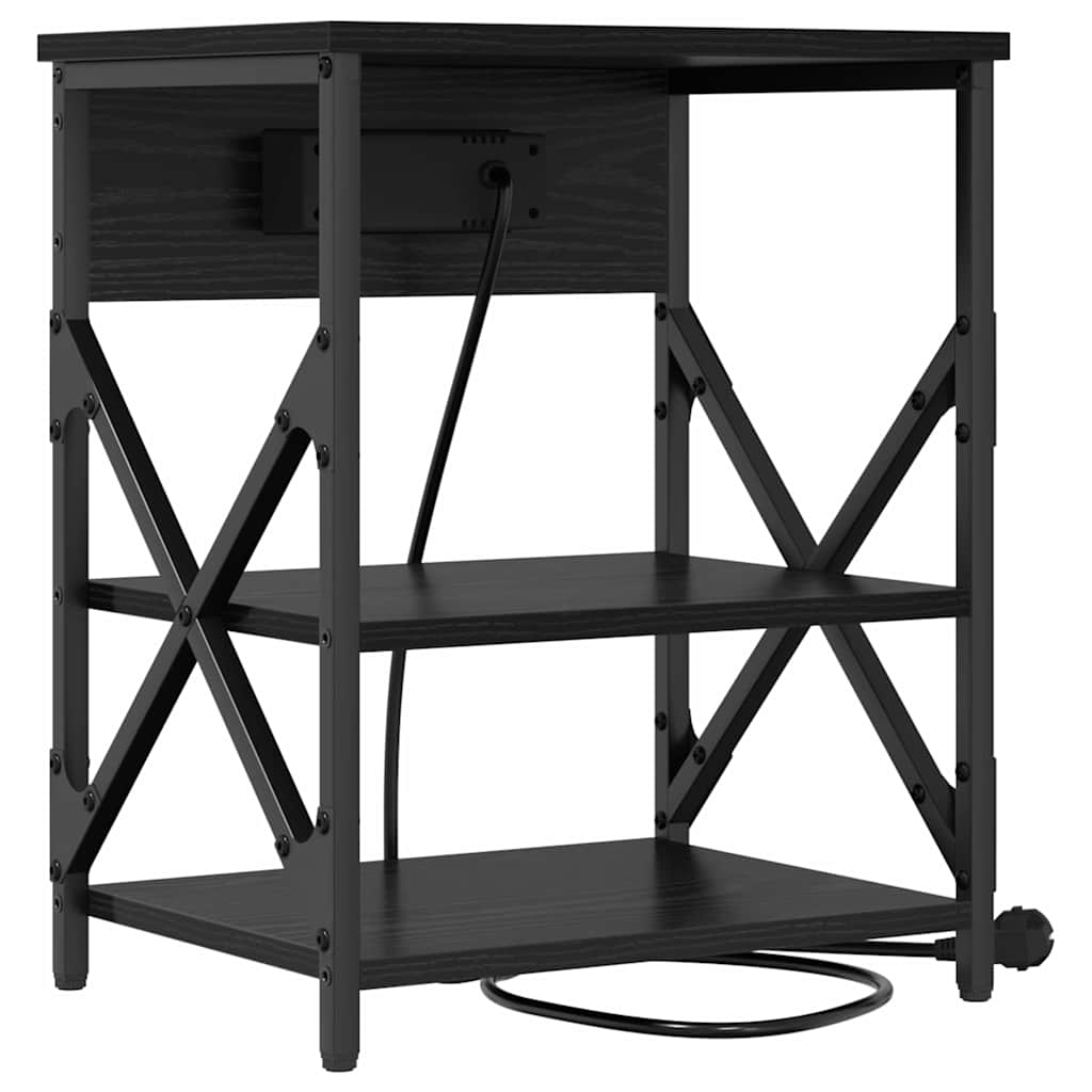 Nachtkastje 2 pcs Zwart Eiken 41 x 31 x 51 cm Bewerkt hout is nu te koop bij PeponiXL, paradijselijk wonen!