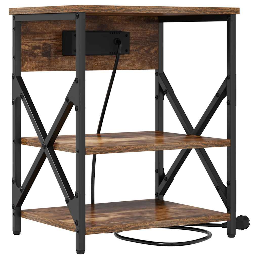 Nachtkastje Gerookt eiken 41 x 31 x 51 cm Bewerkt hout is nu te koop bij PeponiXL, paradijselijk wonen!